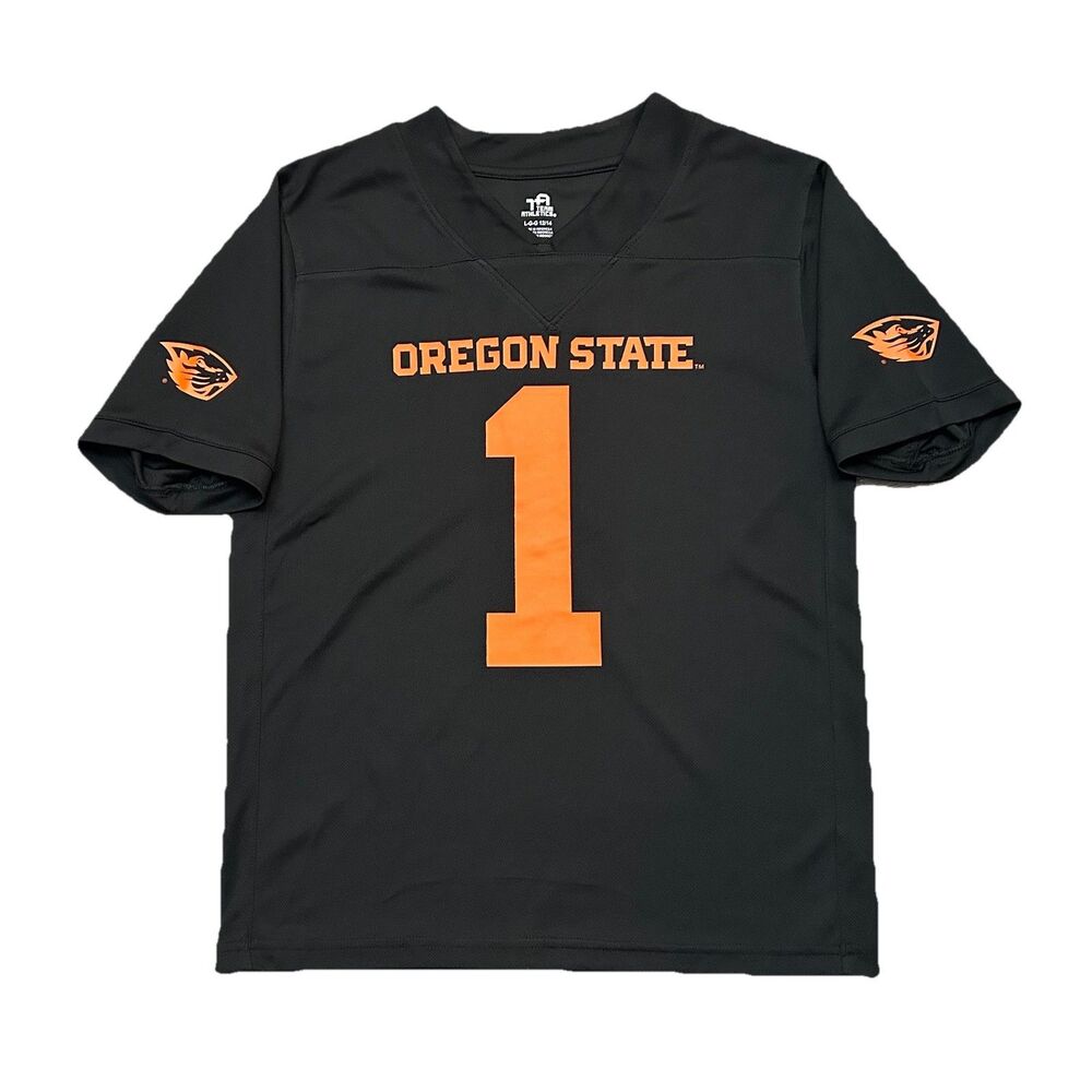 Oregon State Beavers #1 Football Jersey Youth L 12/14 Black TA Athletics NCAA